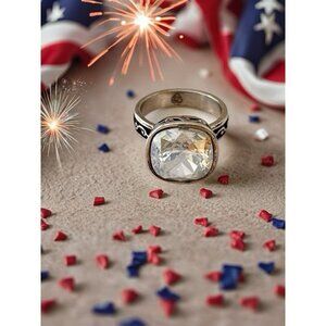 BRIGHTON 'Venusian' Size 6 SWAROVSKI Crystal Gold & Silver Plate Ring Vintage